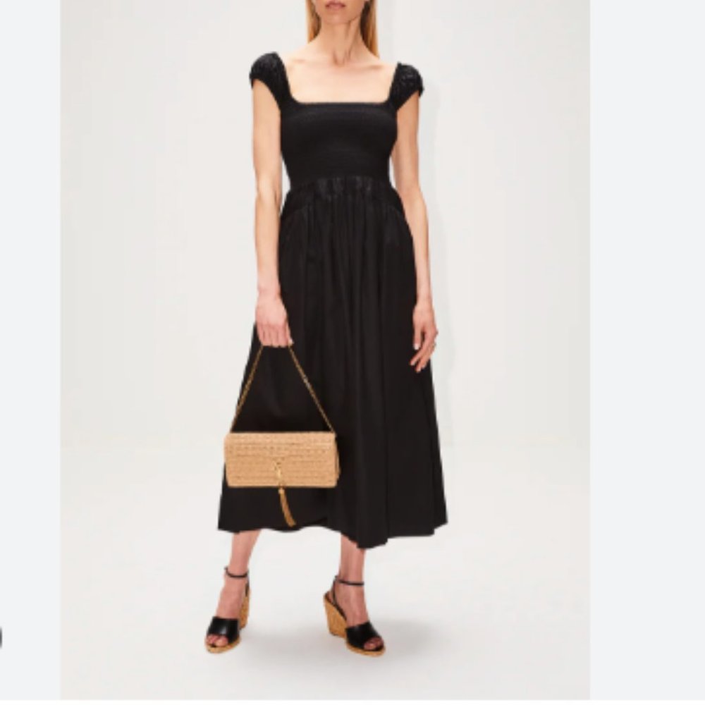 La Ligne Vivian Black Silk Maxi Dress XS S